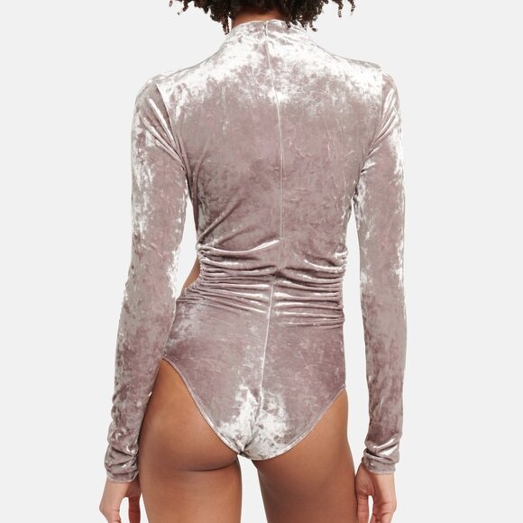 Isabel Marant Goldano Velvet Bodysuit in Stone Size 2 - Picture 2 of 5